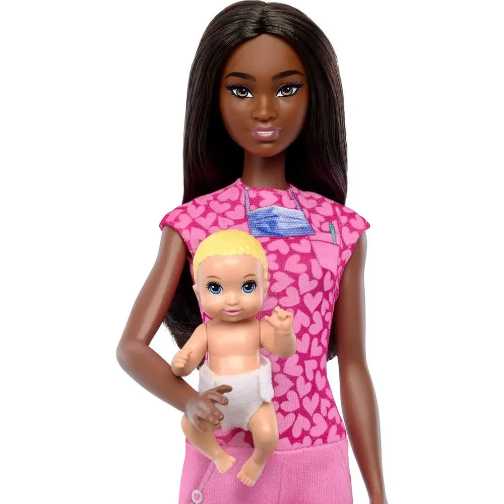 Barbie Baby Doctor Doll with Brunette Fashion Doll 1 Baby Doll Furniture NWT